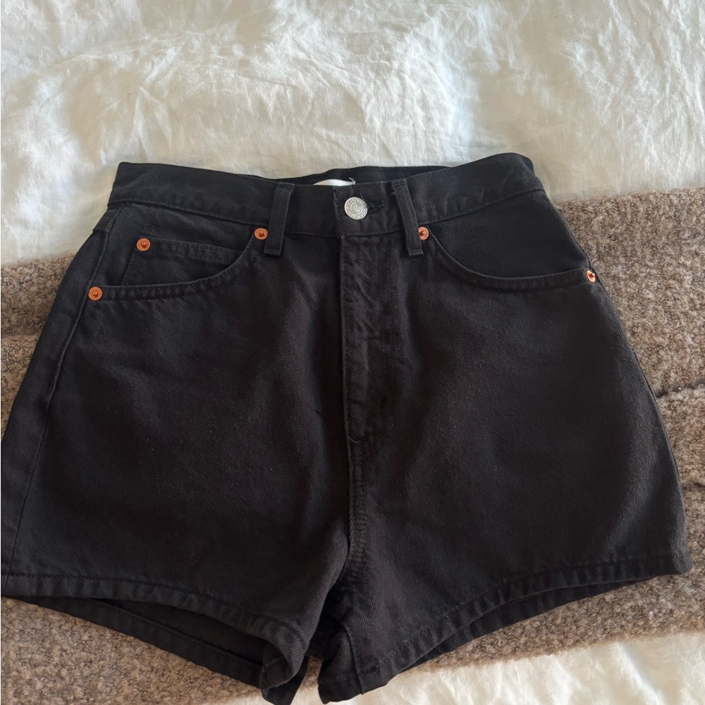 Re/Done Black Jean Shorts